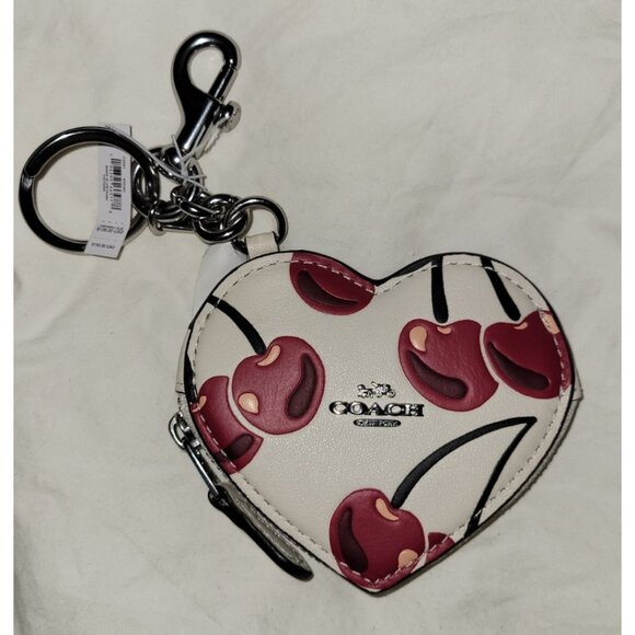 Coach Cherry Heart Keychain Pouch Bag Charm NWT - Picture 1 of 4